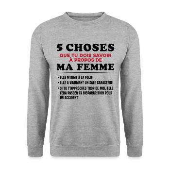 Humour Couple Jalousie Cadeau Amoureux Copain - Sweat-shirt Unisexe - gris chiné - Devant - Alina (178cm) & Michal (187cm)