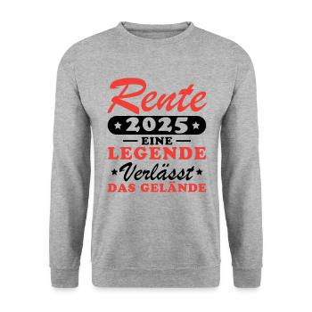 Rente 2025 - Eine Legende Verlässt Das Gelände - Unisex Pullover - Weißgrau meliert - Vorne - Alina (178cm) & Michal (187cm)