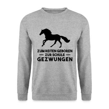 Zum Reiten Geboren Zur Schule Gezzwungen - Unisex Pullover - Weißgrau meliert - Vorne - Alina (178cm) & Michal (187cm)