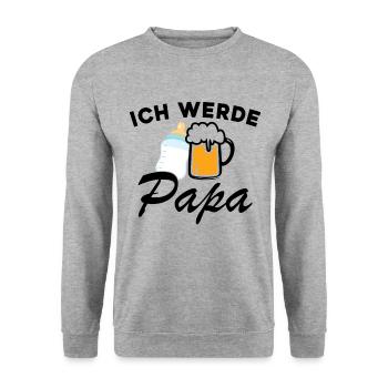 Ich werde Papa werdender Papa Vater - Unisex Pullover - Weißgrau meliert - Vorne - Alina (178cm) & Michal (187cm)