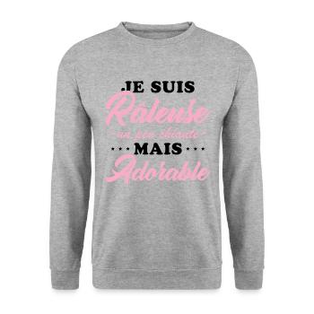 Grumpy but adorable personalized humor gift - Unisex Sweatshirt - salt & pepper - Front - Alina (178cm) & Michal (187cm)