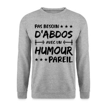 No need for abs with such a humorous body - Unisex Sweatshirt - salt & pepper - Front - Alina (178cm) & Michal (187cm)