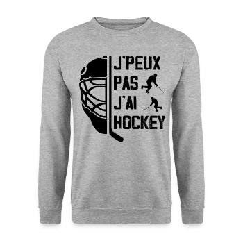 Ich kann keine Hockey-Geschenkidee haben - Unisex Pullover - Weißgrau meliert - Vorne - Alina (178cm) & Michal (187cm)