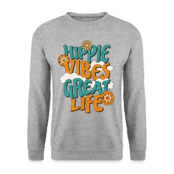 Hippie Vibes - Unisex Sweatshirt - salt & pepper - Front - Alina (178cm) & Michal (187cm)