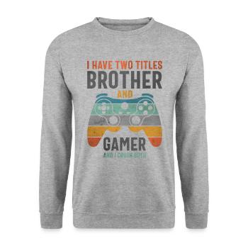 Funny Gamer Design for Boys, Girls, and Gaming Fan - Unisex Sweatshirt - salt & pepper - Front - Alina (178cm) & Michal (187cm)