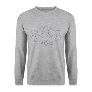 LOTUS BLAUE LILA - Unisex Pullover - Weißgrau meliert - Vorne - Alina (178cm) & Michal (187cm)