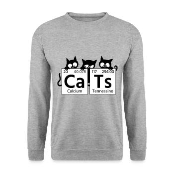 Niedliches Cats Periodensystem für Katzenliebhaber - Unisex Pullover - Weißgrau meliert - Vorne - Alina (178cm) & Michal (187cm)