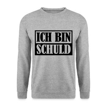 Ich bin Schuld | Farbe änderbar - Unisex Pullover - Weißgrau meliert - Vorne - Alina (178cm) & Michal (187cm)