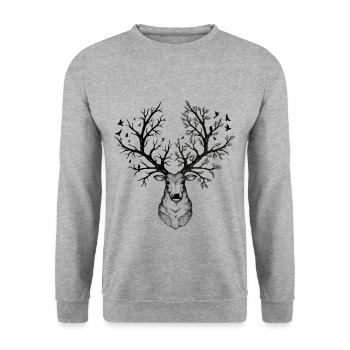 Fantasy deer - Unisex Sweatshirt - salt & pepper - Front - Alina (178cm) & Michal (187cm)