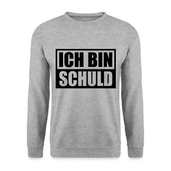 Ich bin Schuld | Farbe änderbar - Unisex Pullover - Weißgrau meliert - Vorne - Alina (178cm) & Michal (187cm)