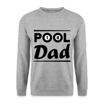 Pool dad (billiard balls 1 and 8, billiard cues) - Unisex Sweatshirt - salt & pepper - Front - Alina (178cm) & Michal (187cm)