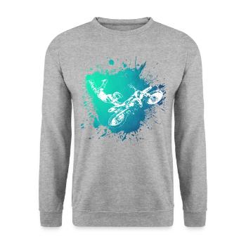 Motocross Cross Hobby Sport Motor Gift Idea Lov - Unisex Sweatshirt - salt & pepper - Front - Alina (178cm) & Michal (187cm)