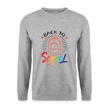 Back to school für Jungs und Mädchen - Unisex Pullover - Weißgrau meliert - Vorne - Alina (178cm) & Michal (187cm)