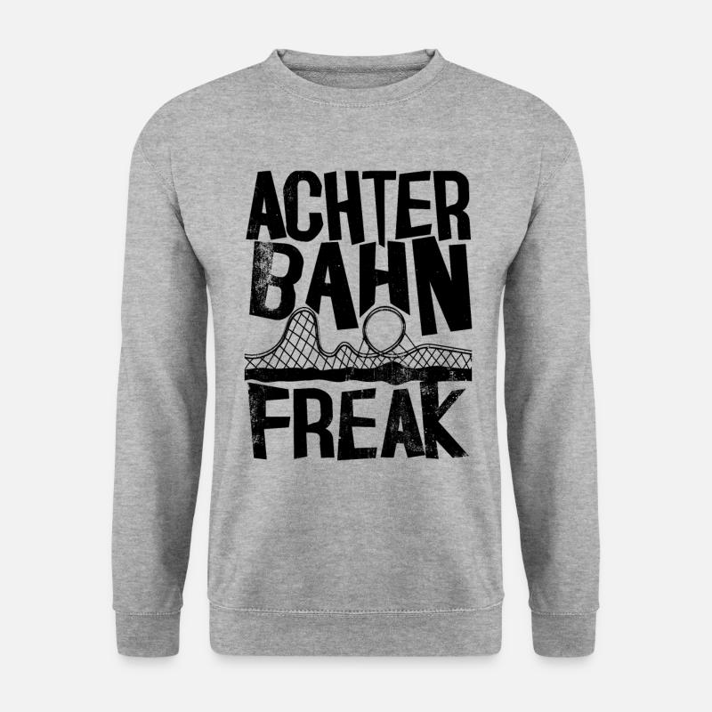 Achterbahn Freak I Achterbahn Design Vintage - Unisex Pullover - Weißgrau meliert