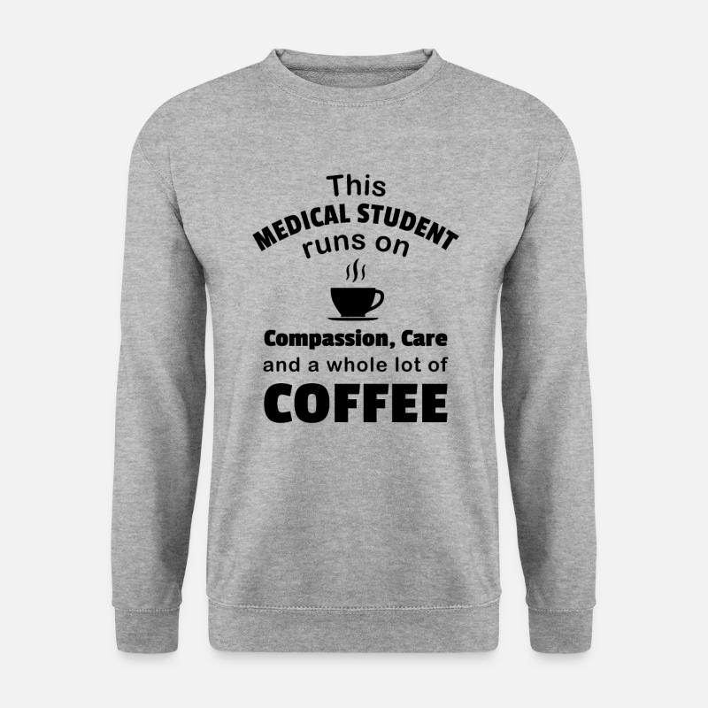 Medizinstudent Kaffee-Liebhaber-Schulpflege-Doktor - Unisex Pullover - Weißgrau meliert
