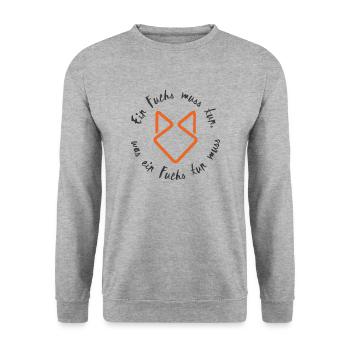 Ein Fuchs muss tun, Füchse, Beginner - Unisex Pullover - Weißgrau meliert - Vorne - Alina (178cm) & Michal (187cm)
