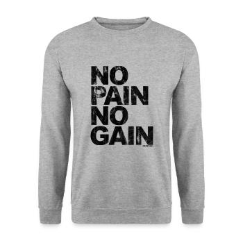 No Pain No Gain - Entraînement Fitness Hommes Femmes - Sweat-shirt Unisexe - gris chiné - Devant - Alina (178cm) & Michal (187cm)