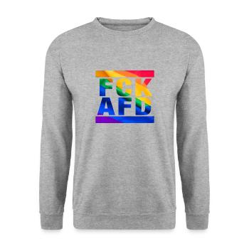 Contre les nazis - FCK AFD - Contre la droite - LGBTQ - Sweat-shirt Unisexe - gris chiné - Devant - Alina (178cm) & Michal (187cm)