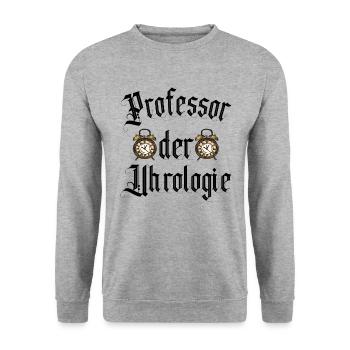 Uhrmacher Uhrensammler Uhrenliebhaber Geschenk - Unisex Pullover - Weißgrau meliert - Vorne - Alina (178cm) & Michal (187cm)