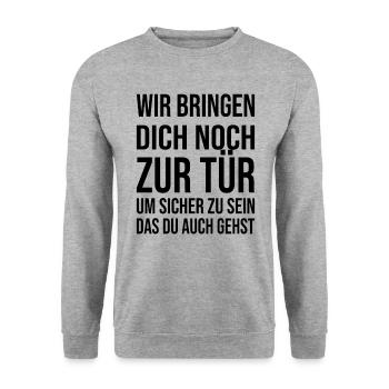 Abschiedsgeschenk Kollegen Jobwechsel - Unisex Pullover - Weißgrau meliert - Vorne - Alina (178cm) & Michal (187cm)
