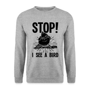 Observatoire des oiseaux Ornithologe - Sweat-shirt Unisexe - gris chiné - Devant - Alina (178cm) & Michal (187cm)