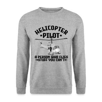 Helicopter Pilot Helicopter Helicopter - Unisex Sweatshirt - salt & pepper - Front - Alina (178cm) & Michal (187cm)
