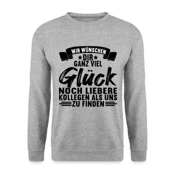 Abschiedsgeschenk Kollegen Jobwechsel - Unisex Pullover - Weißgrau meliert - Vorne - Alina (178cm) & Michal (187cm)
