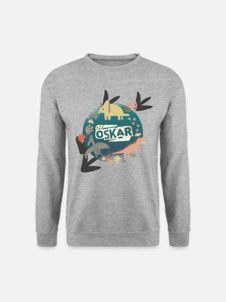 oskar dino pillow petrol - Unisex Pullover - Weißgrau meliert