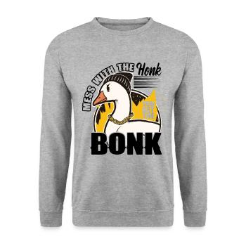 Funny Animals Goose Funny Sayings - Unisex Sweatshirt - salt & pepper - Front - Alina (178cm) & Michal (187cm)
