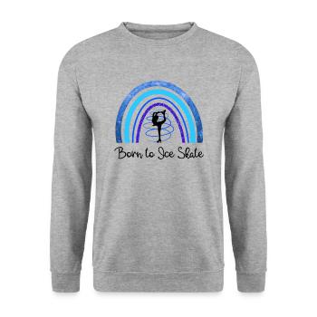 Geboren zum Schlittschuhlaufen / Eiskunstläufer Athlet Schlittschuhlaufen - Unisex Pullover - Weißgrau meliert - Vorne - Alina (178cm) & Michal (187cm)