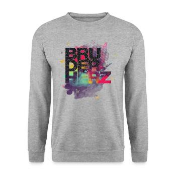 Bruderherz Bester Bruder der Welt Geschenkidee - Unisex Pullover - Weißgrau meliert - Vorne - Alina (178cm) & Michal (187cm)
