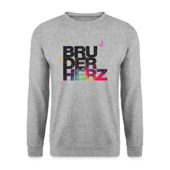 Bruderherz Bester Bruder der Welt Geschenkidee - Unisex Pullover - Weißgrau meliert - Vorne - Alina (178cm) & Michal (187cm)