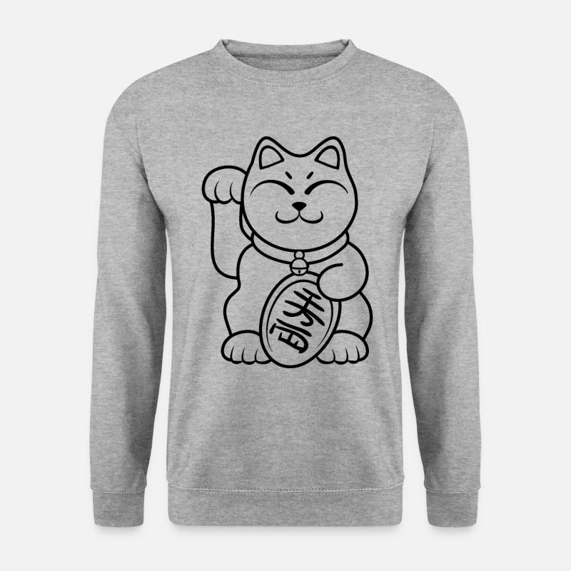Glückskatze - Unisex Pullover - Weißgrau meliert