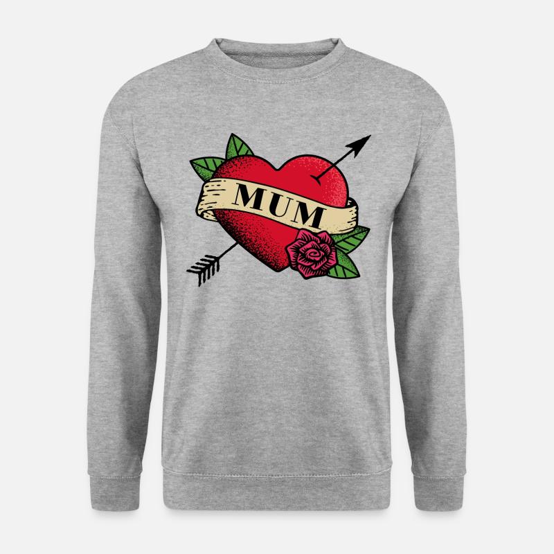 Herz Tattoo Mama - Unisex Pullover - Weißgrau meliert