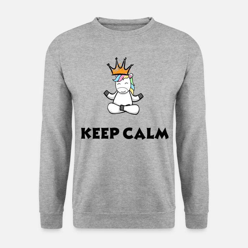 keep calm Einhorn - Unisex Pullover - Weißgrau meliert