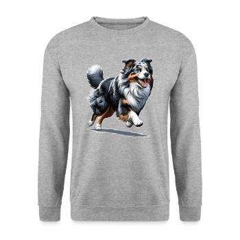 Australian Shepherd Blue Merle Aussie Dogs - Unisex Sweatshirt - salt & pepper - Front - Alina (178cm) & Michal (187cm)