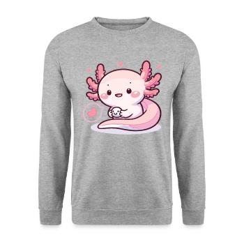 Cute Axolotl with Heart Axolotls - Unisex Sweatshirt - salt & pepper - Front - Alina (178cm) & Michal (187cm)