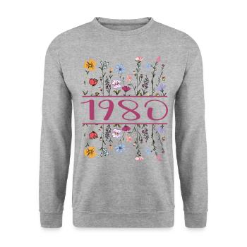 1980 Legendär Seit 1980 Geburtstag 1980 Frauen - Unisex Pullover - Weißgrau meliert - Vorne - Alina (178cm) & Michal (187cm)