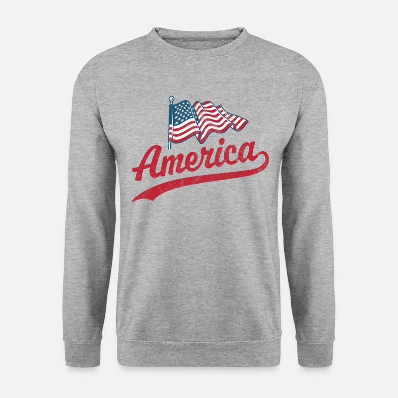 Amerika Flagge - Unisex Pullover - Weißgrau meliert