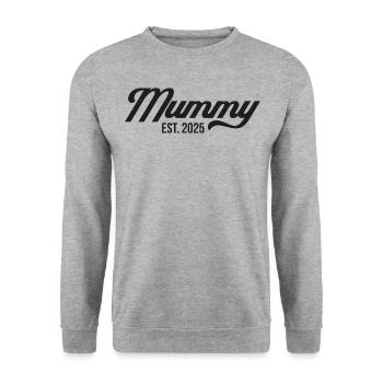 Mumie Est 2025 - Unisex Pullover - Weißgrau meliert - Vorne - Alina (178cm) & Michal (187cm)