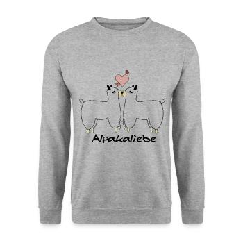 Alpaka Liebe Design - Unisex Pullover - Weißgrau meliert - Vorne - Alina (178cm) & Michal (187cm)