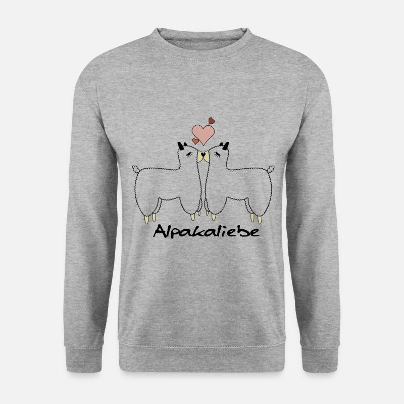 Alpaka Liebe Design - Unisex Pullover - Weißgrau meliert