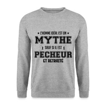L homme idéal est pêcheur idée cadeau drôle - Sweat-shirt Unisexe - gris chiné - Devant - Alina (178cm) & Michal (187cm)