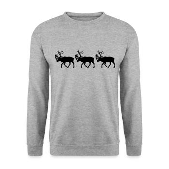 Caribou - Reindeer- xmas - Unisex Sweatshirt - salt & pepper - Front - Alina (178cm) & Michal (187cm)