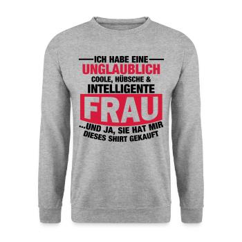 Coole, hübsche & intelligente Frau - Unisex Pullover - Weißgrau meliert - Vorne - Alina (178cm) & Michal (187cm)