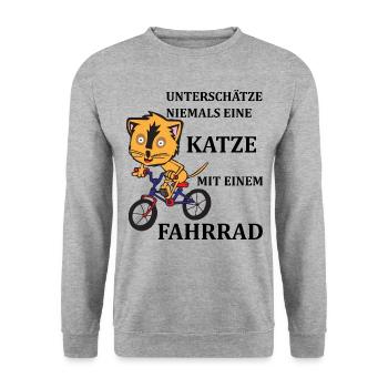 Cadeau T-shirt Chat sur un vélo cycliste - Sweat-shirt Unisexe - gris chiné - Devant - Alina (178cm) & Michal (187cm)
