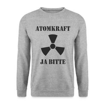 Atomkraft, Ja bitte - Unisex Pullover - Weißgrau meliert - Vorne - Alina (178cm) & Michal (187cm)