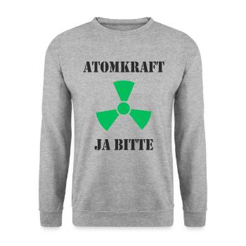 Atomkraft, Ja bitte - Unisex Pullover - Weißgrau meliert - Vorne - Alina (178cm) & Michal (187cm)
