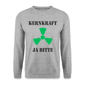 Kernkraft, Ja bitte - Unisex Pullover - Weißgrau meliert - Vorne - Alina (178cm) & Michal (187cm)