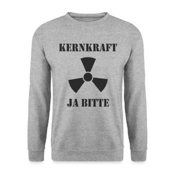 Kernkraft, Ja bitte - Unisex Pullover - Weißgrau meliert - Vorne - Alina (178cm) & Michal (187cm)